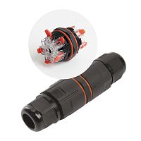 Кабельный коннектор I-образный 5 контактный, с пружинным зажимом Feron LD535 IP68 черный картинка 